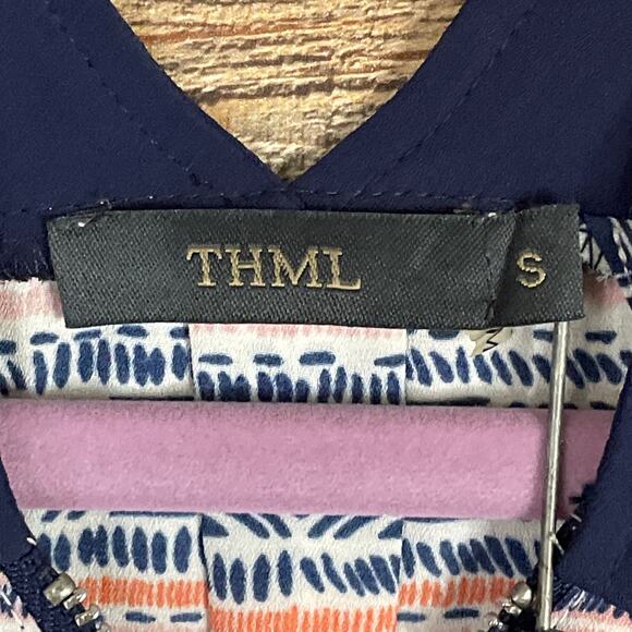 THML 1/2 Zip Multi Pattern Striped Racerback Tank Top Round Hem Size Small - Picture 3 of 7